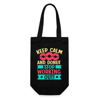 Fitness Fanatics Keep Calm Donut Stop Calisthenics - Geschenkbeutel für Flaschen - Schwarz - Vorne