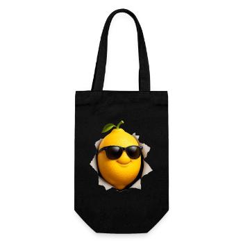 Zitrone - Geschenkbeutel für Flaschen - Schwarz - Vorne