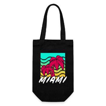 Miami Palmen Neon Gradient - Geschenkbeutel für Flaschen - Schwarz - Vorne