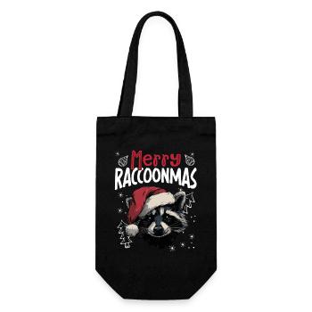 Merry Raccoonmas Funny Raccoon Christmas Motif - Gift Bag for Bottles - black - Front