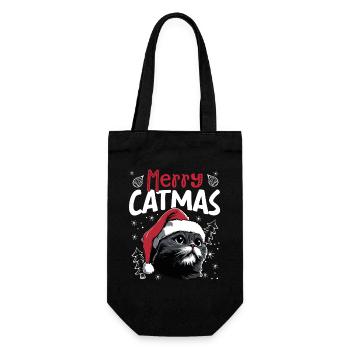 Merry Catmas Funny Cat Christmas Motif - Gift Bag for Bottles - black - Front