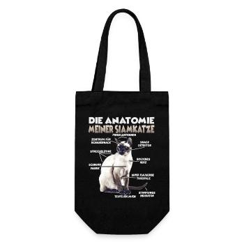 Siamkatzen Geschenk  Katzenbesitzer Geschenkidee - Geschenkbeutel für Flaschen - Schwarz - Vorne