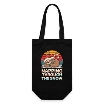  Napping Through The Snow Lustiges Faultier - Geschenkbeutel für Flaschen - Schwarz - Vorne