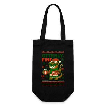 Otterly Fine Lustiger Weihnachts Otter - Geschenkbeutel für Flaschen - Schwarz - Vorne
