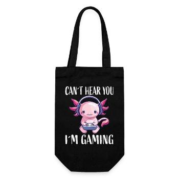 Gaming Axolotl mit Kopfhörer - Geschenkbeutel für Flaschen - Schwarz - Vorne