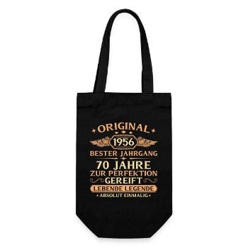 1956 Baujahr Lebende Legende - 70. Geburtstag - Geschenkbeutel für Flaschen - Schwarz - Vorne