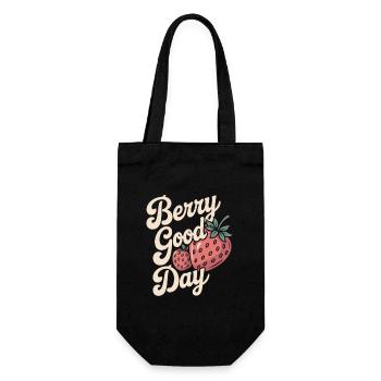 Berry Good Day - Erdbeere - Geschenkbeutel für Flaschen - Schwarz - Vorne