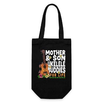 Hawaiian Ukulele Uke Mom Son - Gift Bag for Bottles - black - Front