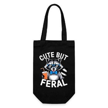 Cute but Feral Raccoon - Geschenkbeutel für Flaschen - Schwarz - Vorne