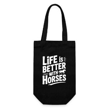 Life is Better with Horses - Gift Bag for Bottles - black - Front