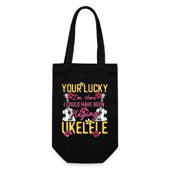 Hawaiian Ukulele Uke You're Lucky - Geschenkbeutel für Flaschen - Schwarz - Vorne