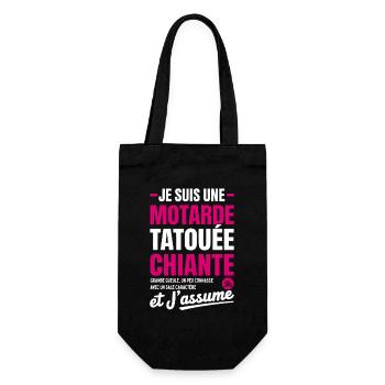 Motarde Tatouée Chiante Humour Moto pour Femme - Sac à bouteille - noir - Devant