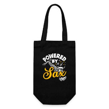 Powered By Sax Saxophone Player Marching Band - Gift Bag for Bottles - black - Front