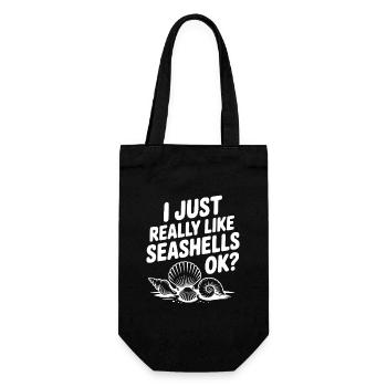 Ich mag Muscheln einfach wirklich sehr, okay? - Geschenkbeutel für Flaschen - Schwarz - Vorne