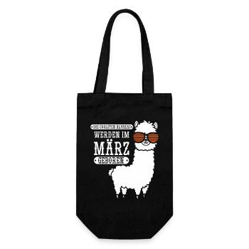 March Birthday Alpaca Saying Funny - Gift Bag for Bottles - black - Front