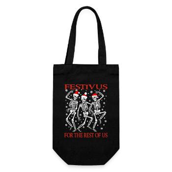 Festivus For Rest Of Us Funny Christmas Skeletons  - Gift Bag for Bottles - black - Front