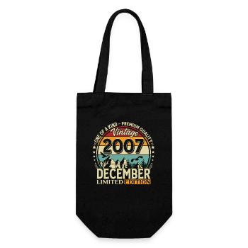 18. Geburtstag Vintage Dezember Jahrgang 2007 - Geschenkbeutel für Flaschen - Schwarz - Vorne