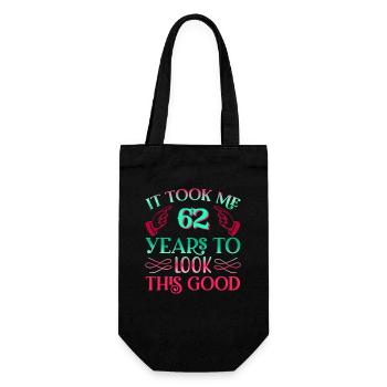 It took 62 years to look so good - Gift Bag for Bottles - black - Front