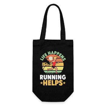 Running Life Happens Running Helps Marathon Runner - Gift Bag for Bottles - black - Front