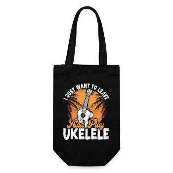 Hawaiian Ukulele Uke I Just Want - Geschenkbeutel für Flaschen - Schwarz - Vorne