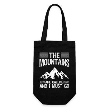The Mountains Are Calling And I Must Go Hiking - Geschenkbeutel für Flaschen - Schwarz - Vorne