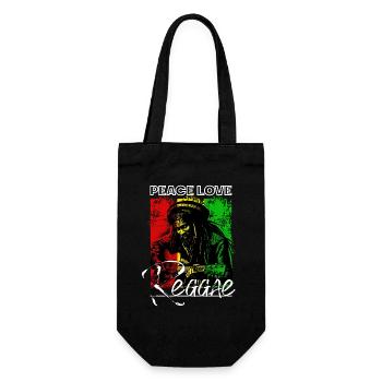 Frieden Liebe Reggae Rastafari Gitarre - Geschenkbeutel für Flaschen - Schwarz - Vorne