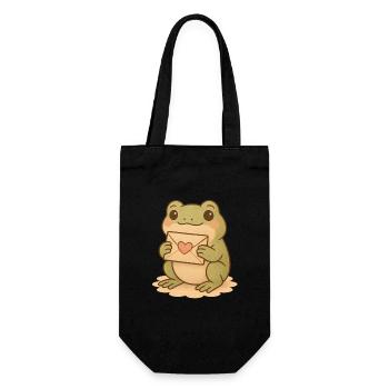 Cute frog with love letter illustration - Gift Bag for Bottles - black - Front
