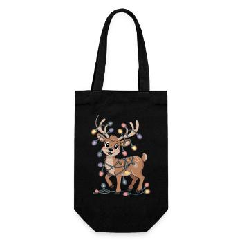 Lichterrentier Weihnachtsspaß - Geschenkbeutel für Flaschen - Schwarz - Vorne