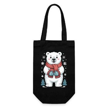Polarbär Winterzauber - Geschenkbeutel für Flaschen - Schwarz - Vorne