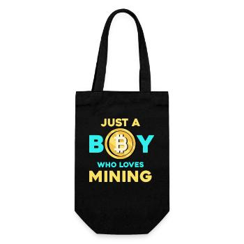 Krypto Mining Junge – Bitcoin Leidenschaft - Geschenkbeutel für Flaschen - Schwarz - Vorne