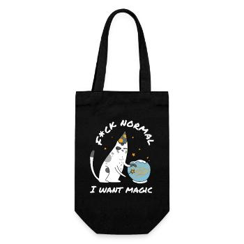 Merde Normal Je veux de la magie – Chat Sorcier Mignon - Sac à bouteille - noir - Devant
