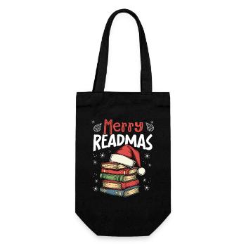 Merry Christmas, Funny Christmas Book Lovers - Gift Bag for Bottles - black - Front