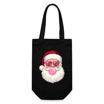 Santa Claus with Sunglasses and Chewing Gum - Gift Bag for Bottles - black - Front