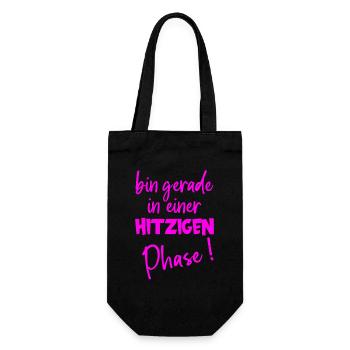 Hitzige Phase – Humor zu Wechseljahren - Geschenkbeutel für Flaschen - Schwarz - Vorne