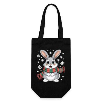 Winterhase mit Schal - Geschenkbeutel für Flaschen - Schwarz - Vorne