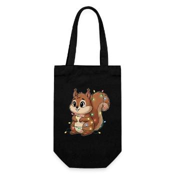 Squirrel hung with lights - Gift Bag for Bottles - black - Front