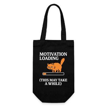 Motivation Loading Tired Cat with Loading Bar - Gift Bag for Bottles - black - Front