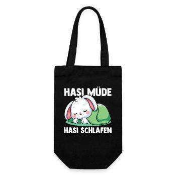 Shlafshirt Hase Hasi Müde Hasi Schlafen - Geschenkbeutel für Flaschen - Schwarz - Vorne