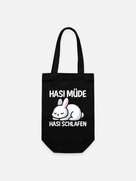 Shlafshirt Hase Hasi Müde Hasi Schlafen - Geschenkbeutel für Flaschen - Schwarz
