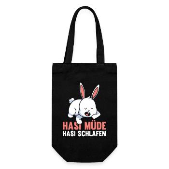 Shlafshirt Hase Hasi Müde Hasi Schlafen - Geschenkbeutel für Flaschen - Schwarz - Vorne