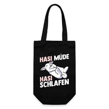 Shlafshirt Hase Hasi Müde Hasi Schlafen - Geschenkbeutel für Flaschen - Schwarz - Vorne