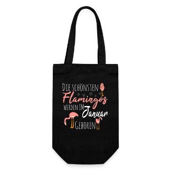 January Birthday Flamingo Saying Funny - Gift Bag for Bottles - black - Front