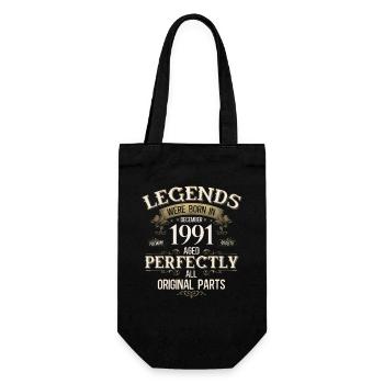 34th Birthday Legend December Vintage 1991 - Gift Bag for Bottles - black - Front