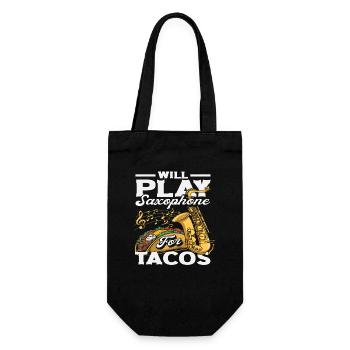 Will Play For Tacos Saxophone Saxophonist Jazz - Gift Bag for Bottles - black - Front
