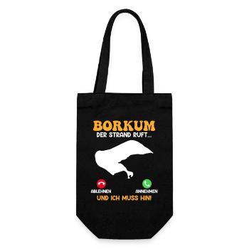 BORKUM DER STRAND RUFT UND ICH MUSS HIN Lustig - Geschenkbeutel für Flaschen - Schwarz - Vorne