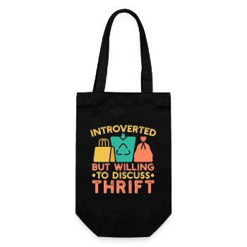 Thrift Shopper Introverted But Willing Discuss - Gift Bag for Bottles - black - Front