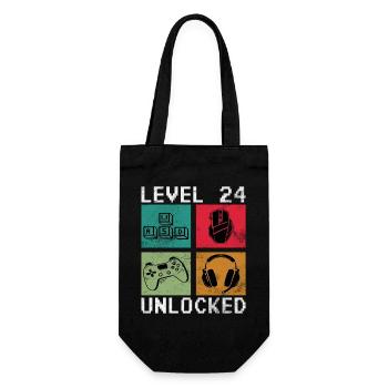 Level 24 Unlocked Pixel Gear - Geschenkbeutel für Flaschen - Schwarz - Vorne