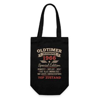 61. Geburtstag Geschenk Oldtimer Dezember 1966 - Geschenkbeutel für Flaschen - Schwarz - Vorne