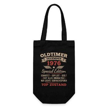 49. Geburtstag Geschenk Oldtimer Dezember 1976 - Geschenkbeutel für Flaschen - Schwarz - Vorne