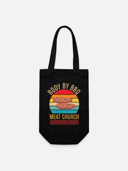 Corps par BBQ Viande Vintage Barbecue Église Grillée - Sac à bouteille - noir